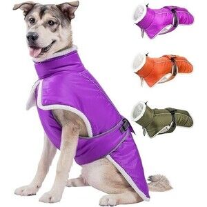 Dog Winter Coat Large Dogs, Waterproof  Reflective Dog Snow Jacket XXL Purple
